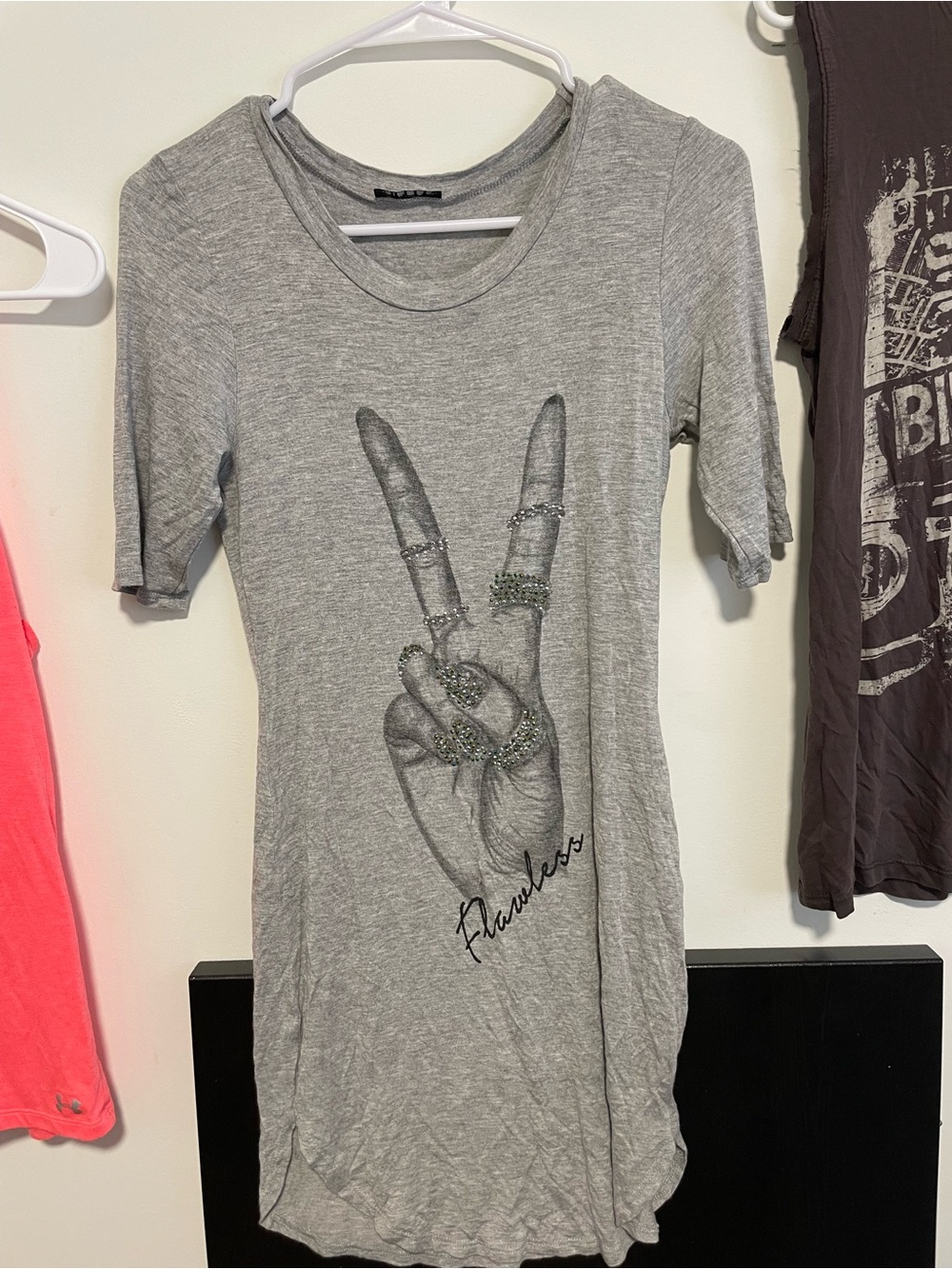 42 Flawless Gray Graphic Tee Dress - Women's